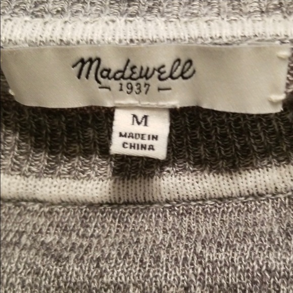 Madewell gray and white linen pullover medium - Picture 4 of 5